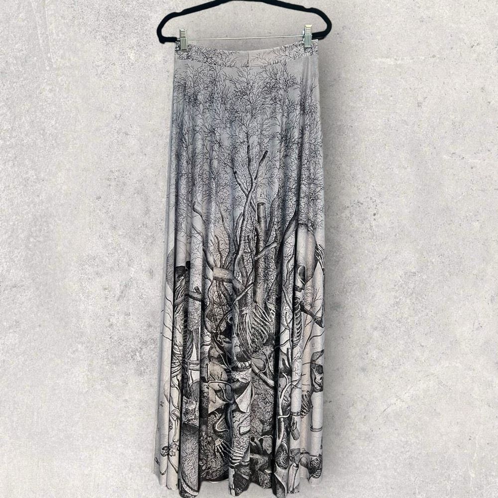 BlackMilk Black & Gray Forest Print Maxi Skirt - Medium - Picture 4 of 4
